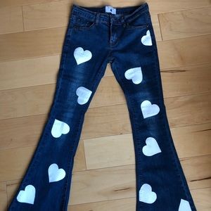 Hand painted flare jeans